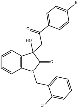 3-[2-(4-bromophenyl)-2-oxoethyl]-1-[(2-chlorophenyl)methyl]-3-hydroxyindol-2-one Struktur