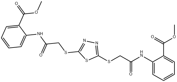 methyl 2-[[2-[[5-[2-(2-methoxycarbonylanilino)-2-oxoethyl]sulfanyl-1,3,4-thiadiazol-2-yl]sulfanyl]acetyl]amino]benzoate Struktur