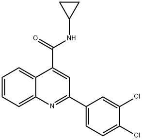 N-cyclopropyl-2-(3,4-dichlorophenyl)quinoline-4-carboxamide Struktur