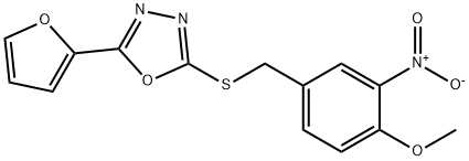 2-(furan-2-yl)-5-[(4-methoxy-3-nitrophenyl)methylsulfanyl]-1,3,4-oxadiazole Struktur