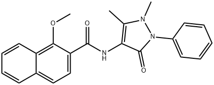 N-(1,5-dimethyl-3-oxo-2-phenylpyrazol-4-yl)-1-methoxynaphthalene-2-carboxamide Struktur