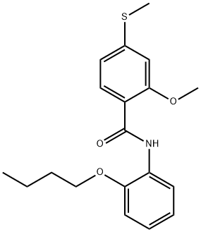 N-(2-butoxyphenyl)-2-methoxy-4-methylsulfanylbenzamide Struktur