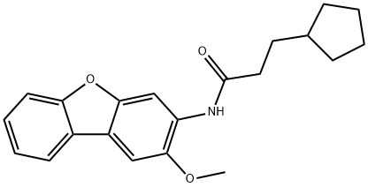 3-cyclopentyl-N-(2-methoxydibenzofuran-3-yl)propanamide Struktur