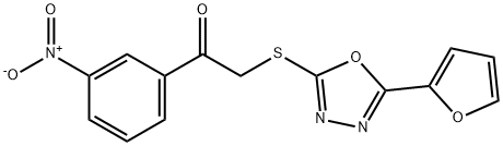 2-[[5-(furan-2-yl)-1,3,4-oxadiazol-2-yl]sulfanyl]-1-(3-nitrophenyl)ethanone Struktur