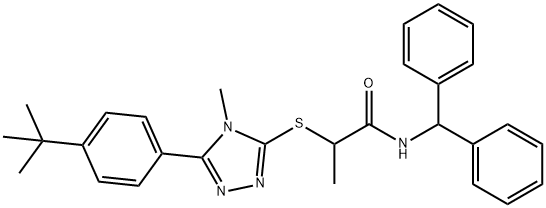 N-benzhydryl-2-[[5-(4-tert-butylphenyl)-4-methyl-1,2,4-triazol-3-yl]sulfanyl]propanamide Struktur