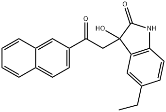 5-ethyl-3-hydroxy-3-(2-naphthalen-2-yl-2-oxoethyl)-1H-indol-2-one Struktur