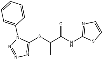 2-(1-phenyltetrazol-5-yl)sulfanyl-N-(1,3-thiazol-2-yl)propanamide Struktur