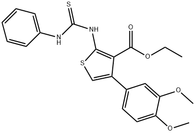 ethyl 4-(3,4-dimethoxyphenyl)-2-(phenylcarbamothioylamino)thiophene-3-carboxylate Struktur