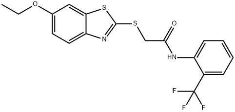 2-[(6-ethoxy-1,3-benzothiazol-2-yl)sulfanyl]-N-[2-(trifluoromethyl)phenyl]acetamide Struktur