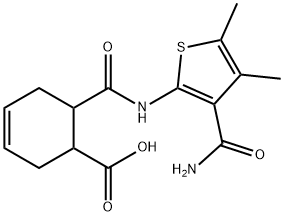 6-[(3-carbamoyl-4,5-dimethylthiophen-2-yl)carbamoyl]cyclohex-3-ene-1-carboxylic acid Struktur