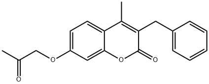 3-benzyl-4-methyl-7-(2-oxopropoxy)chromen-2-one Struktur