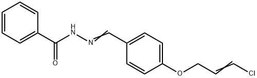 N-[(E)-[4-[(E)-3-chloroprop-2-enoxy]phenyl]methylideneamino]benzamide Struktur