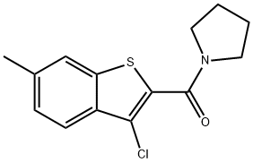 (3-chloro-6-methyl-1-benzothiophen-2-yl)-pyrrolidin-1-ylmethanone Struktur