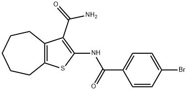 2-[(4-bromobenzoyl)amino]-5,6,7,8-tetrahydro-4H-cyclohepta[b]thiophene-3-carboxamide Struktur