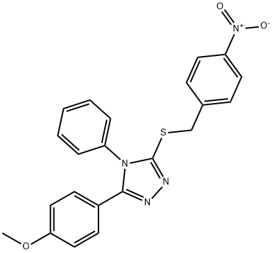 3-(4-methoxyphenyl)-5-[(4-nitrophenyl)methylsulfanyl]-4-phenyl-1,2,4-triazole Struktur