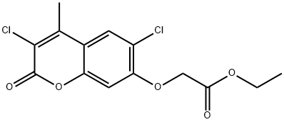 ethyl 2-(3,6-dichloro-4-methyl-2-oxochromen-7-yl)oxyacetate Struktur