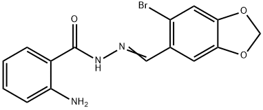 2-amino-N-[(E)-(6-bromo-1,3-benzodioxol-5-yl)methylideneamino]benzamide Struktur