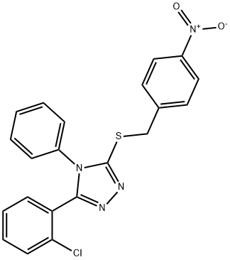 3-(2-chlorophenyl)-5-[(4-nitrophenyl)methylsulfanyl]-4-phenyl-1,2,4-triazole Struktur