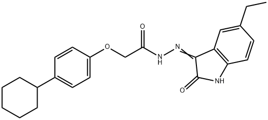 2-(4-cyclohexylphenoxy)-N'-(5-ethyl-2-oxoindol-3-yl)acetohydrazide Struktur