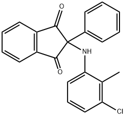 2-(3-chloro-2-methylanilino)-2-phenylindene-1,3-dione Struktur