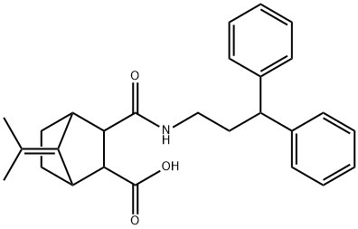 2-(3,3-diphenylpropylcarbamoyl)-7-propan-2-ylidenebicyclo[2.2.1]heptane-3-carboxylic acid Struktur