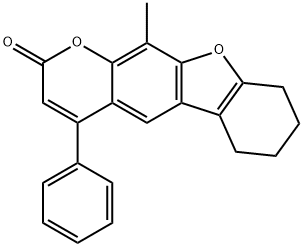 11-methyl-4-phenyl-6,7,8,9-tetrahydro-[1]benzofuro[3,2-g]chromen-2-one Struktur