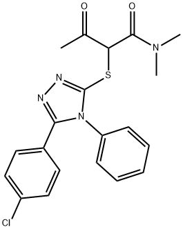 2-[[5-(4-chlorophenyl)-4-phenyl-1,2,4-triazol-3-yl]sulfanyl]-N,N-dimethyl-3-oxobutanamide Struktur