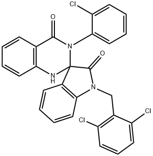 3-(2-chlorophenyl)-1'-[(2,6-dichlorophenyl)methyl]spiro[1H-quinazoline-2,3'-indole]-2',4-dione Struktur