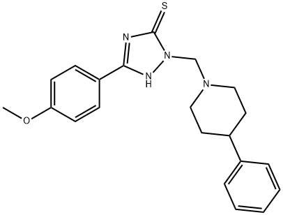 5-(4-methoxyphenyl)-2-[(4-phenylpiperidin-1-yl)methyl]-1H-1,2,4-triazole-3-thione Struktur