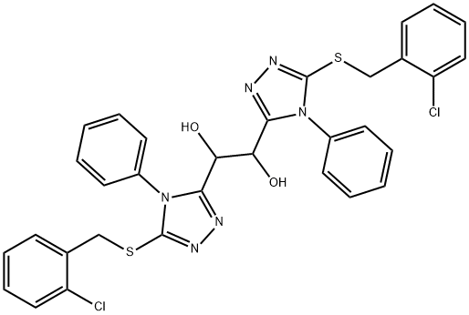 1,2-bis[5-[(2-chlorophenyl)methylsulfanyl]-4-phenyl-1,2,4-triazol-3-yl]ethane-1,2-diol Struktur