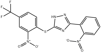 5-(2-nitrophenyl)-3-[2-nitro-4-(trifluoromethyl)phenyl]sulfanyl-1H-1,2,4-triazole Struktur