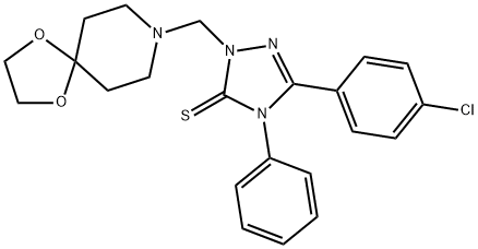 5-(4-chlorophenyl)-2-(1,4-dioxa-8-azaspiro[4.5]decan-8-ylmethyl)-4-phenyl-1,2,4-triazole-3-thione Structure