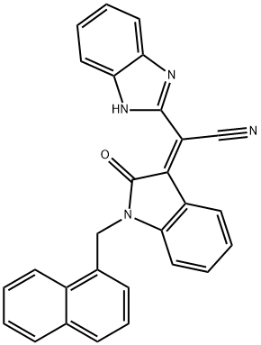 (2Z)-2-(1H-benzimidazol-2-yl)-2-[1-(naphthalen-1-ylmethyl)-2-oxoindol-3-ylidene]acetonitrile Struktur