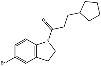 1-(5-bromo-2,3-dihydroindol-1-yl)-3-cyclopentylpropan-1-one Struktur