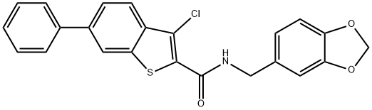 N-(1,3-benzodioxol-5-ylmethyl)-3-chloro-6-phenyl-1-benzothiophene-2-carboxamide Struktur