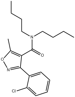 N,N-dibutyl-3-(2-chlorophenyl)-5-methyl-1,2-oxazole-4-carboxamide Struktur