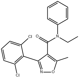 3-(2,6-dichlorophenyl)-N-ethyl-5-methyl-N-phenyl-1,2-oxazole-4-carboxamide Struktur