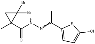 2,2-dibromo-N-[(E)-1-(5-chlorothiophen-2-yl)ethylideneamino]-1-methylcyclopropane-1-carboxamide Struktur