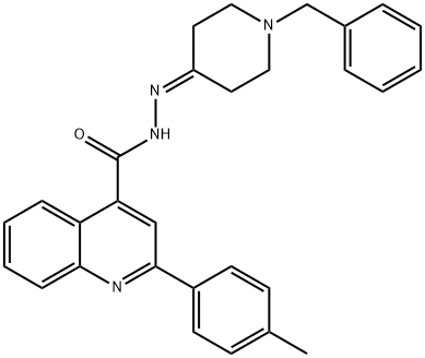 N-[(1-benzylpiperidin-4-ylidene)amino]-2-(4-methylphenyl)quinoline-4-carboxamide Struktur