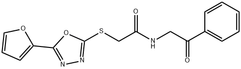 2-[[5-(furan-2-yl)-1,3,4-oxadiazol-2-yl]sulfanyl]-N-phenacylacetamide Struktur