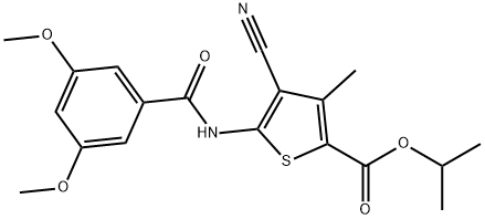 propan-2-yl 4-cyano-5-[(3,5-dimethoxybenzoyl)amino]-3-methylthiophene-2-carboxylate Struktur