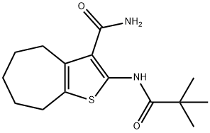 2-(2,2-dimethylpropanoylamino)-5,6,7,8-tetrahydro-4H-cyclohepta[b]thiophene-3-carboxamide Struktur