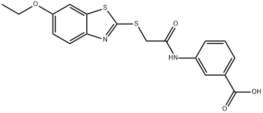 3-[[2-[(6-ethoxy-1,3-benzothiazol-2-yl)sulfanyl]acetyl]amino]benzoic acid Struktur