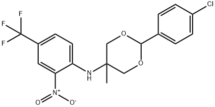 2-(4-chlorophenyl)-5-methyl-N-[2-nitro-4-(trifluoromethyl)phenyl]-1,3-dioxan-5-amine Struktur