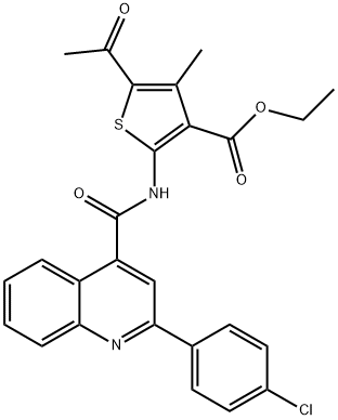 ethyl 5-acetyl-2-[[2-(4-chlorophenyl)quinoline-4-carbonyl]amino]-4-methylthiophene-3-carboxylate Struktur