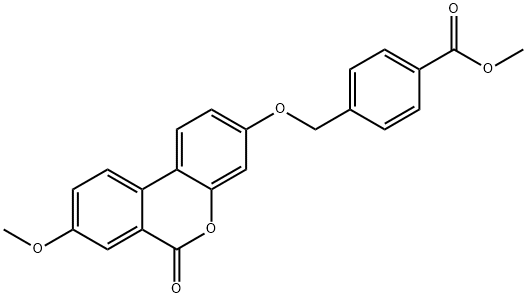 methyl 4-[(8-methoxy-6-oxobenzo[c]chromen-3-yl)oxymethyl]benzoate Struktur