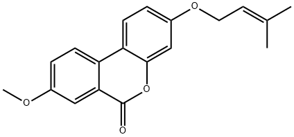 8-methoxy-3-(3-methylbut-2-enoxy)benzo[c]chromen-6-one Struktur