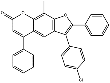 3-(4-chlorophenyl)-9-methyl-2,5-diphenylfuro[3,2-g]chromen-7-one Struktur