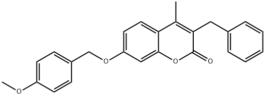 3-benzyl-7-[(4-methoxyphenyl)methoxy]-4-methylchromen-2-one Struktur