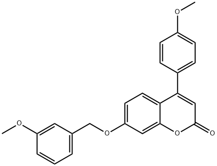 4-(4-methoxyphenyl)-7-[(3-methoxyphenyl)methoxy]chromen-2-one Struktur